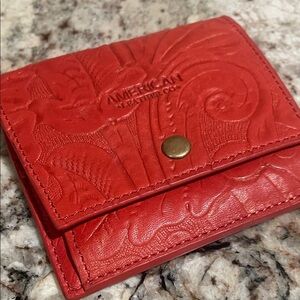 American Leather Co. Embossed Red Leather Wallet
